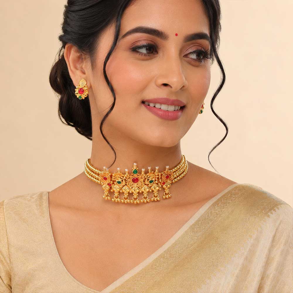 Temple Design Gold Choker Set