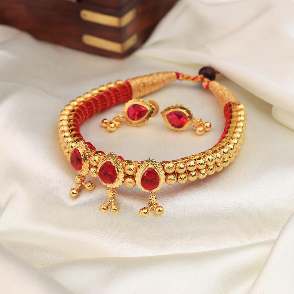 red bead choker necklace