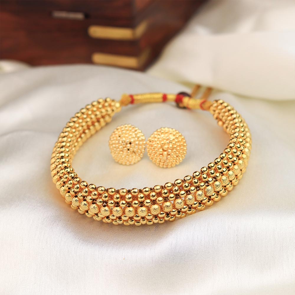 floral gold choker set