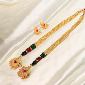 Temple Pendant Beaded Necklace (Multi Color)
