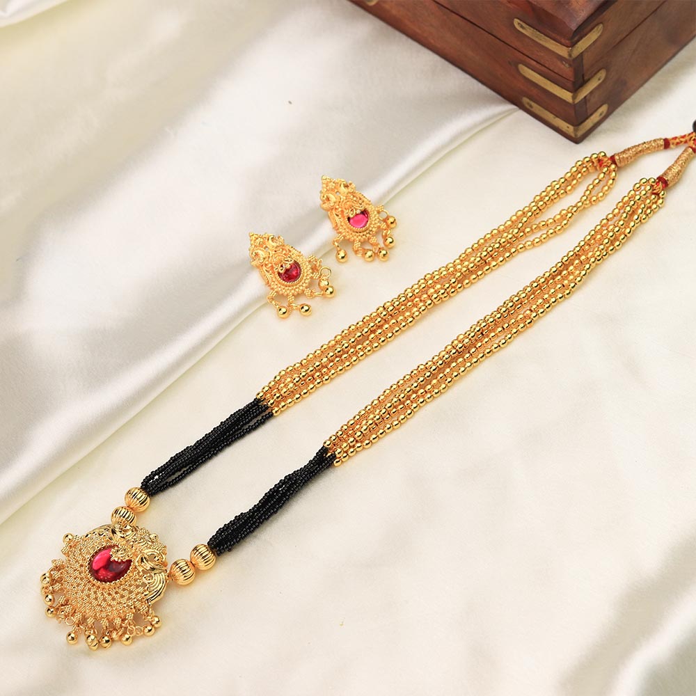 gold bead temple necklace