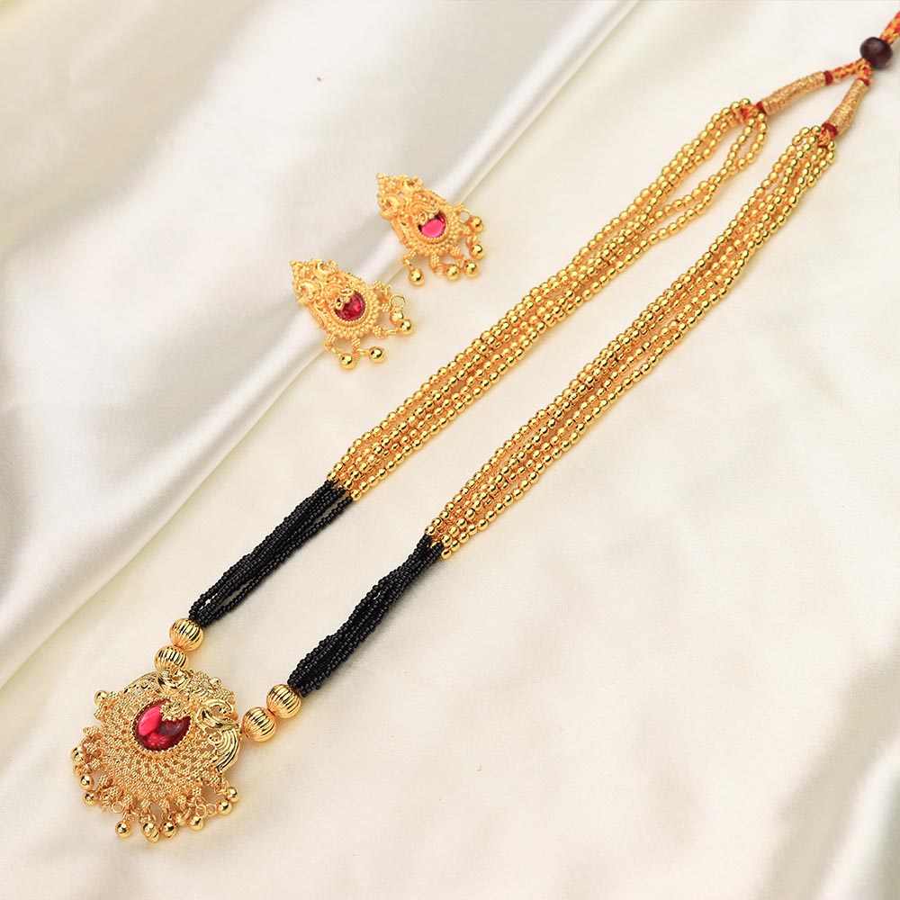 Gold Bead Temple Necklace