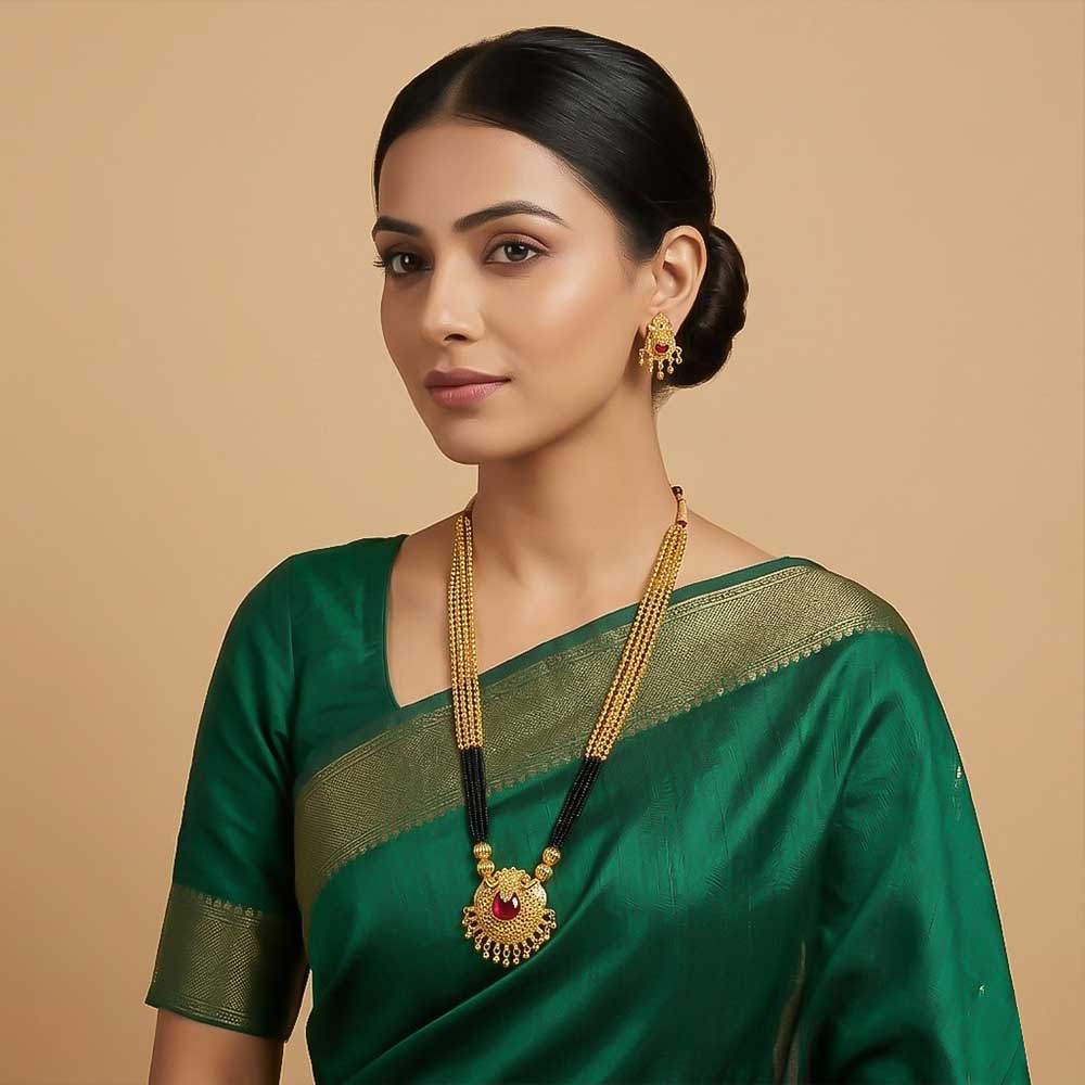 Gold Bead Temple Necklace