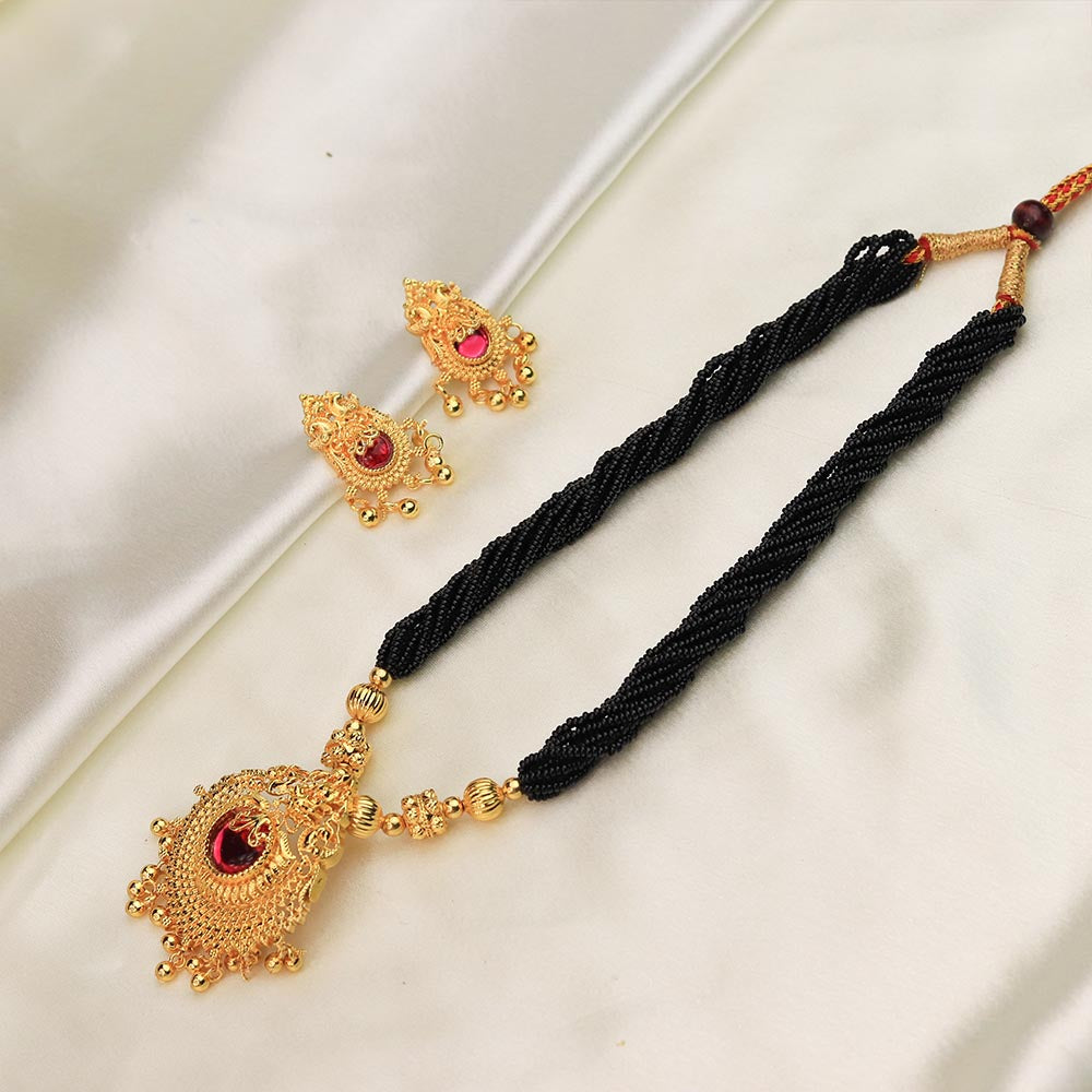 Black Thread Temple Necklace