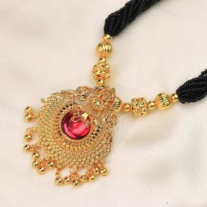 black thread temple necklace