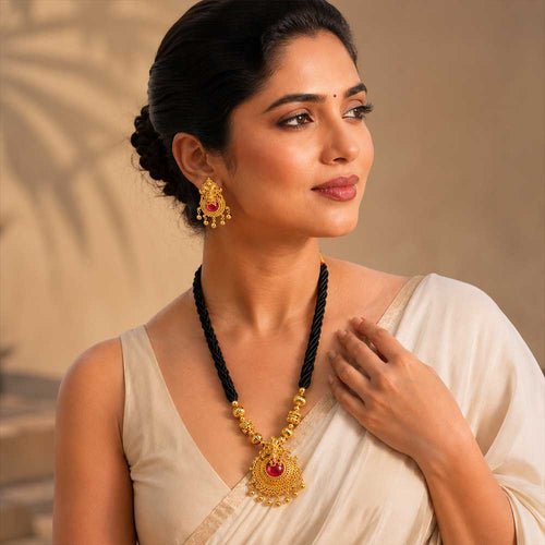 Black Thread Temple Necklace