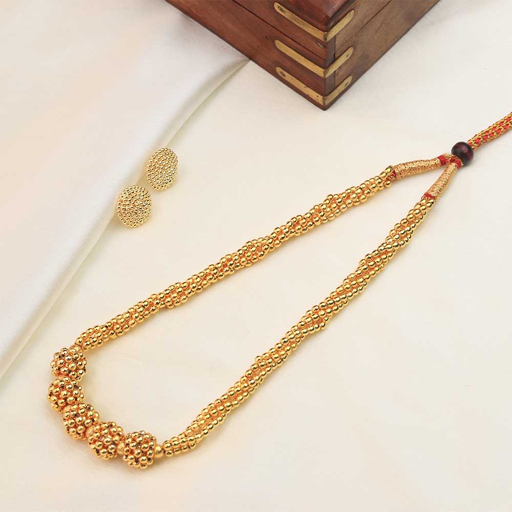 gold bead cluster necklace