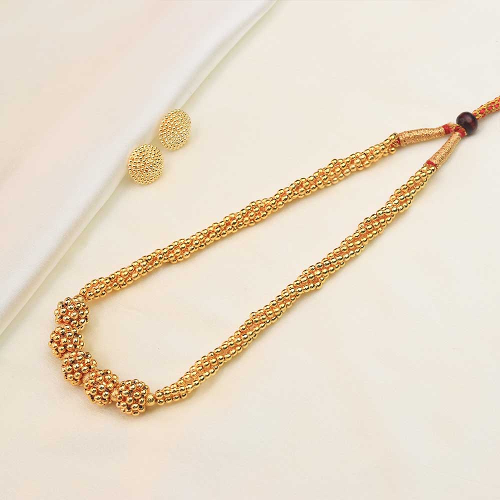 Gold Bead Cluster Necklace