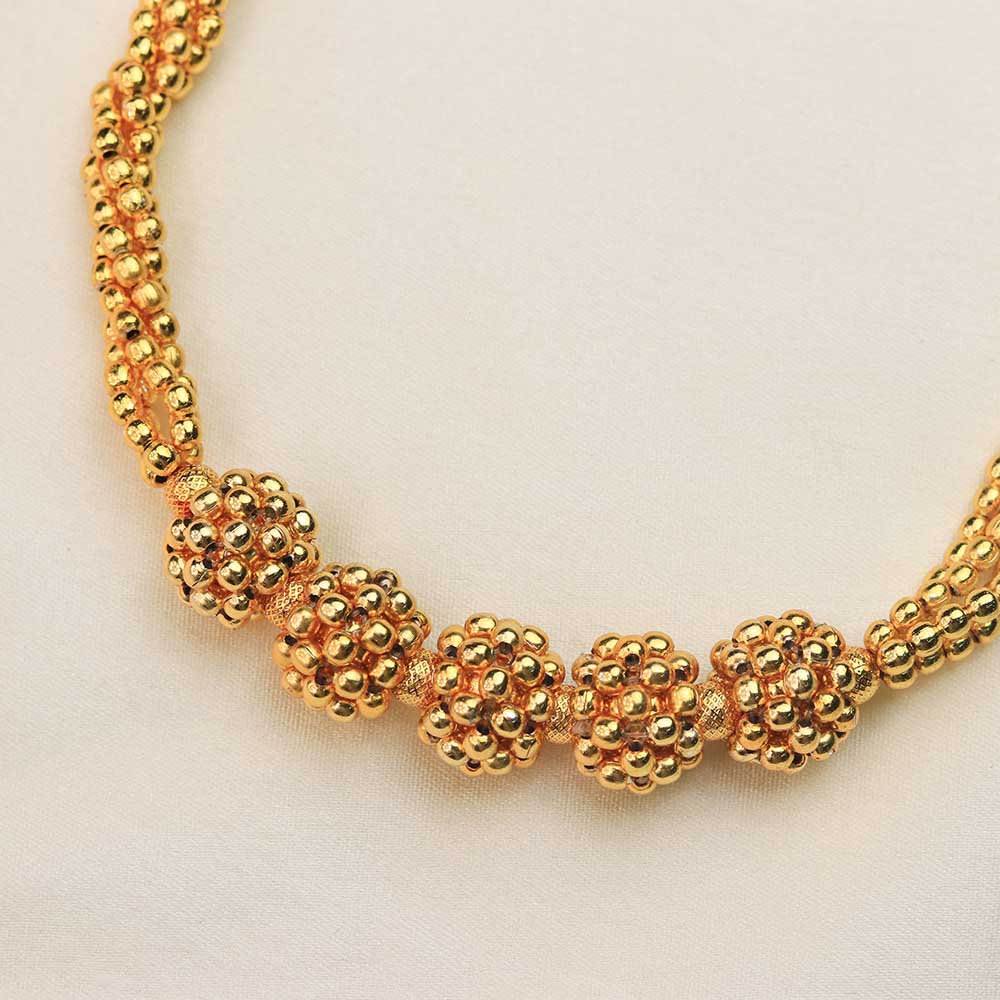 gold bead cluster necklace