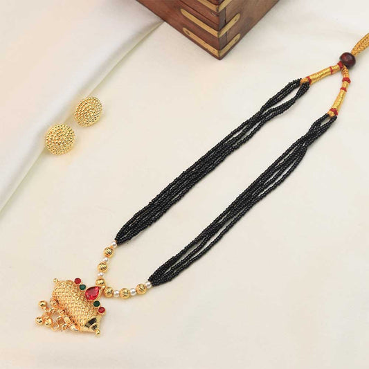 black bead gold necklace