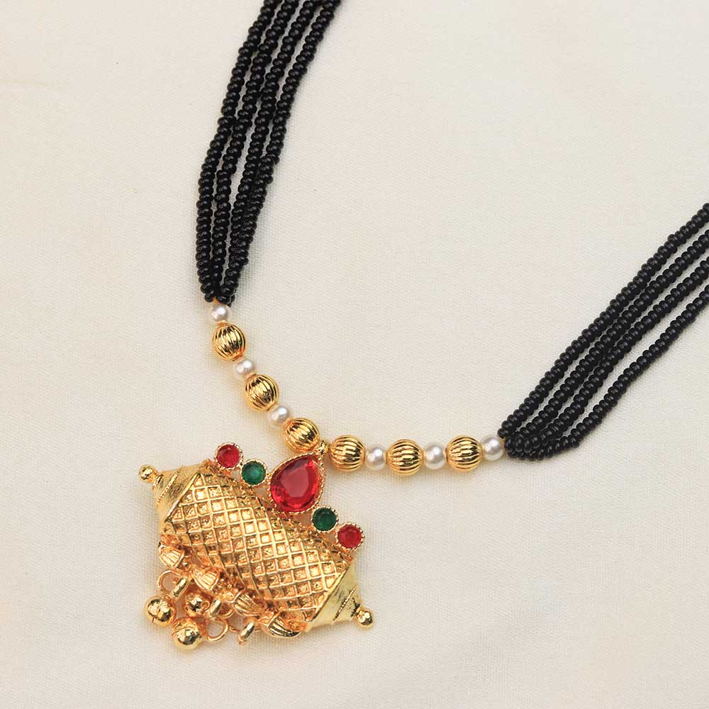 black bead gold necklace