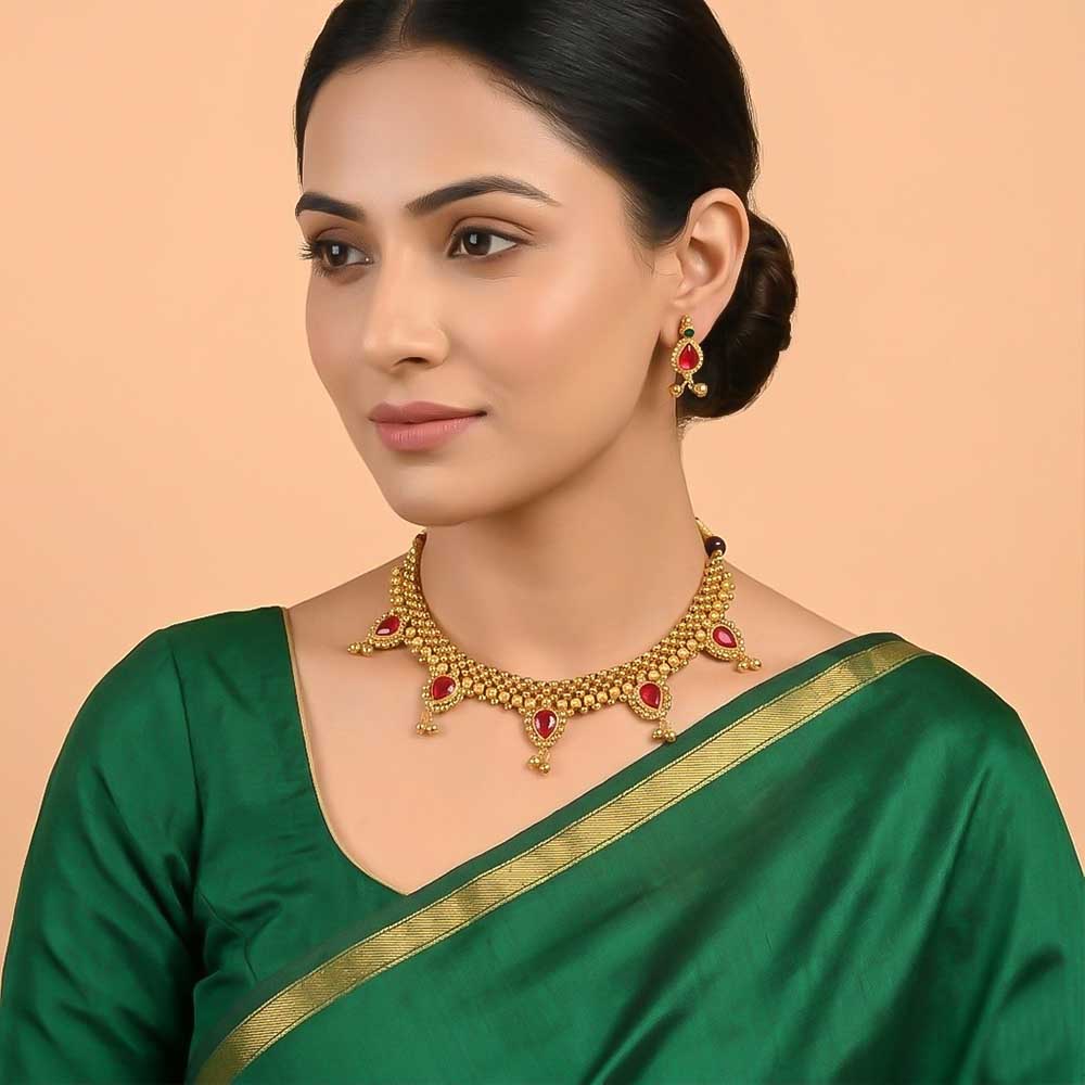 Gold Bead Mangalsutra Necklace