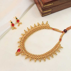 Gold kundan choker with ruby drops