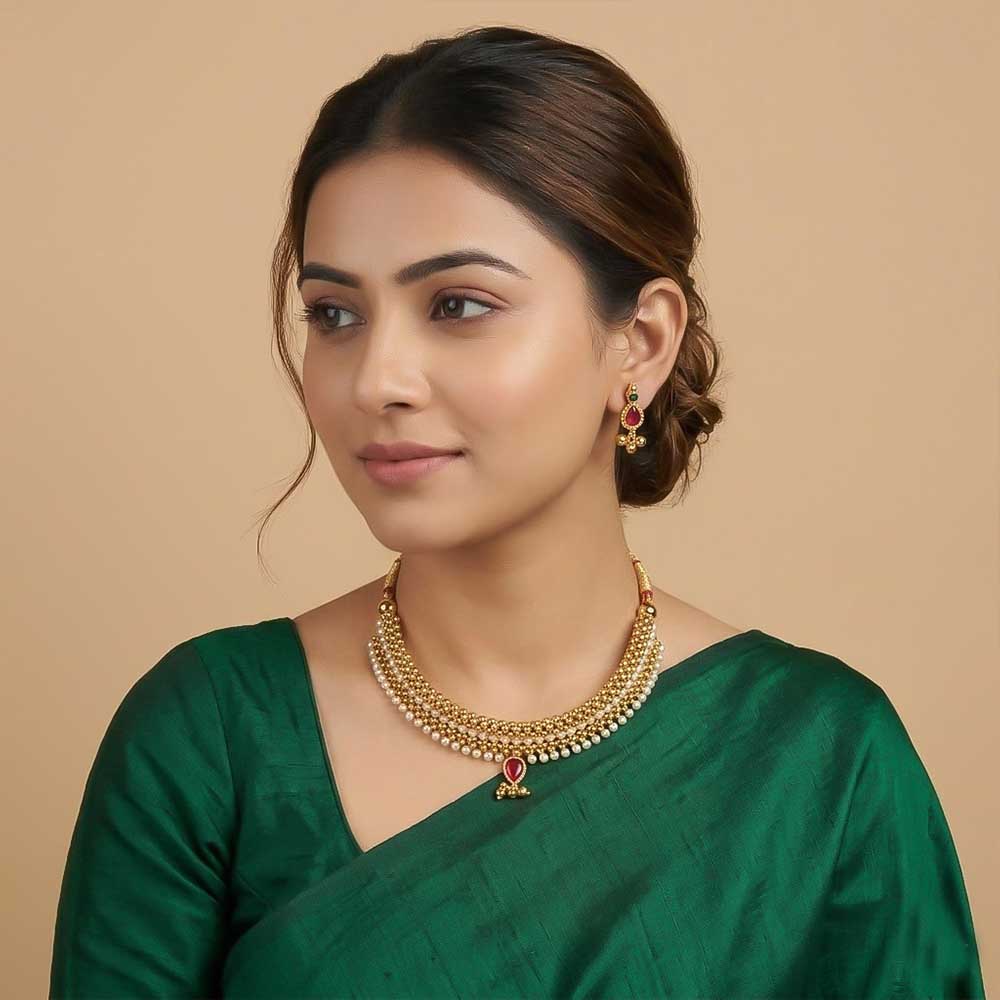 Pearl Layered Temple Choker