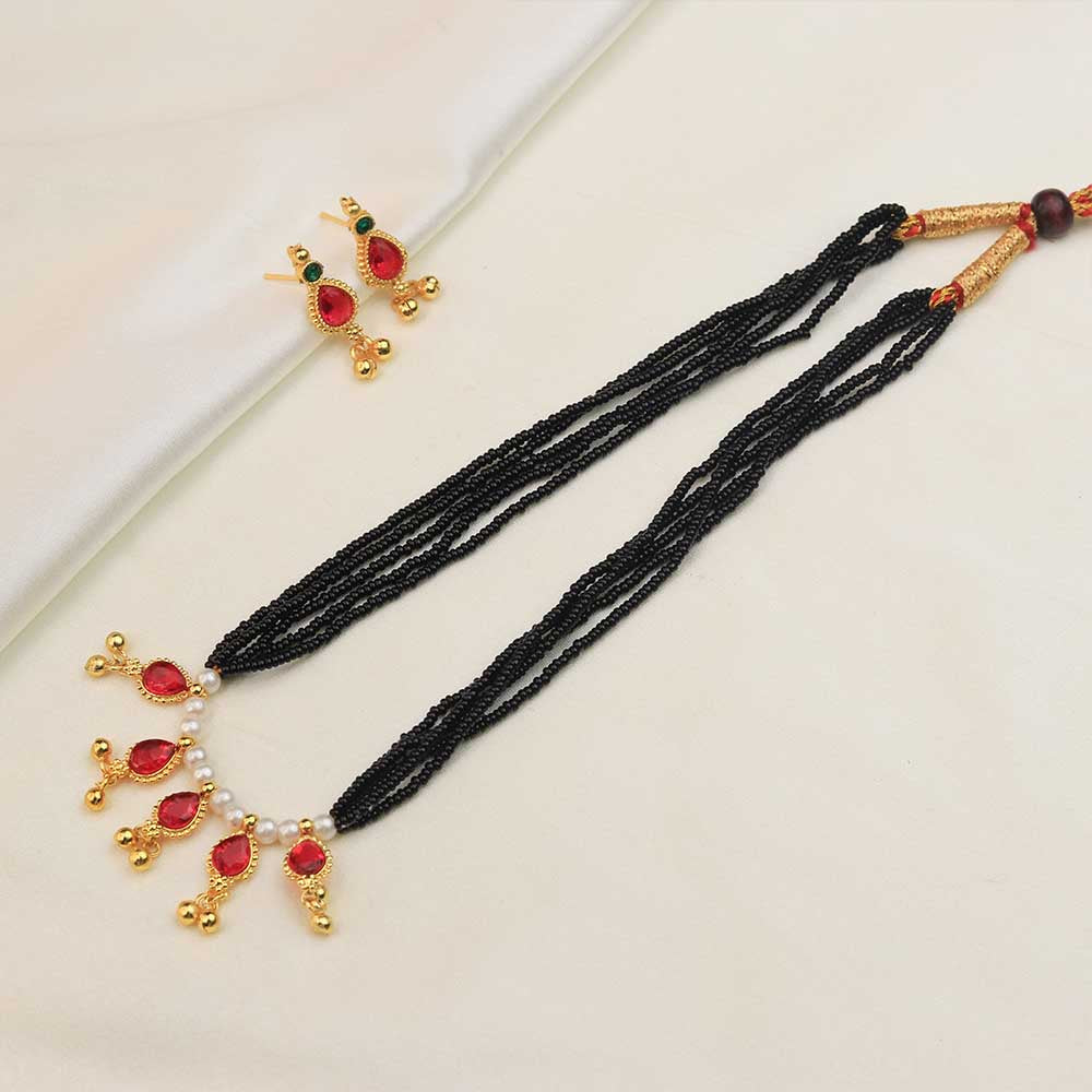 Black Bead Mangalsutra Style Necklace
