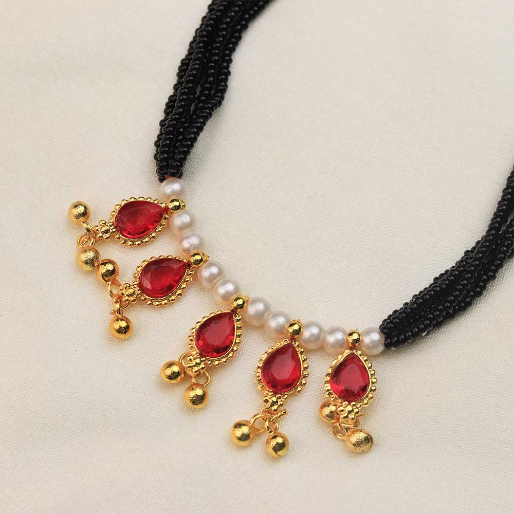 Black bead mangalsutra style necklace