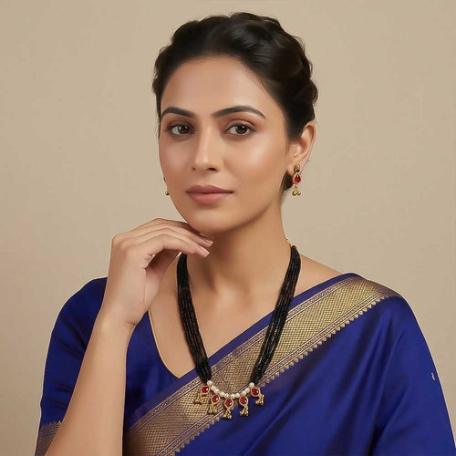Black Bead Mangalsutra Style Necklace
