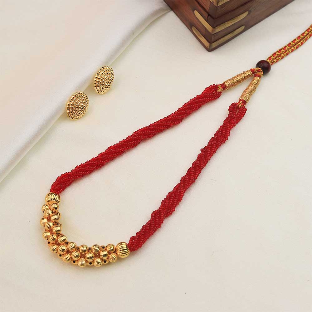 Double layer gold bead necklace