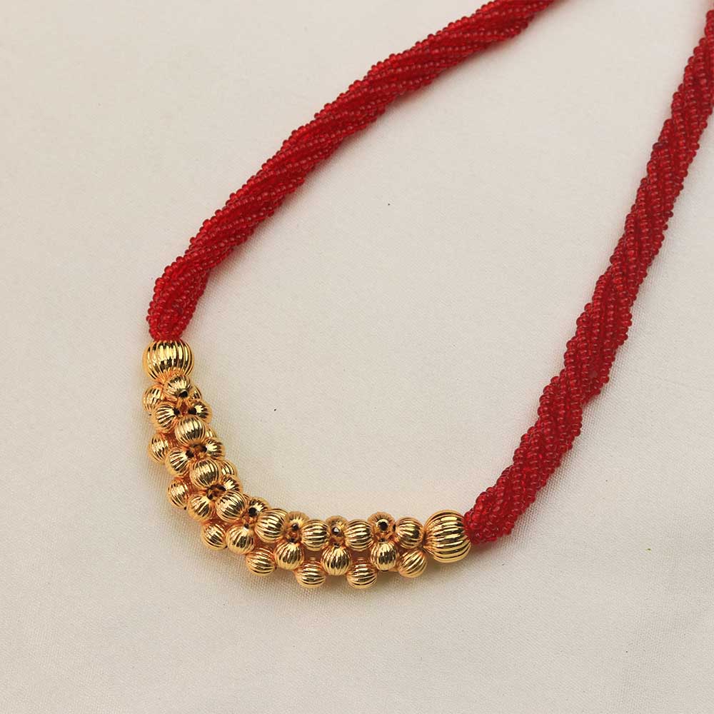 Double layer gold bead necklace