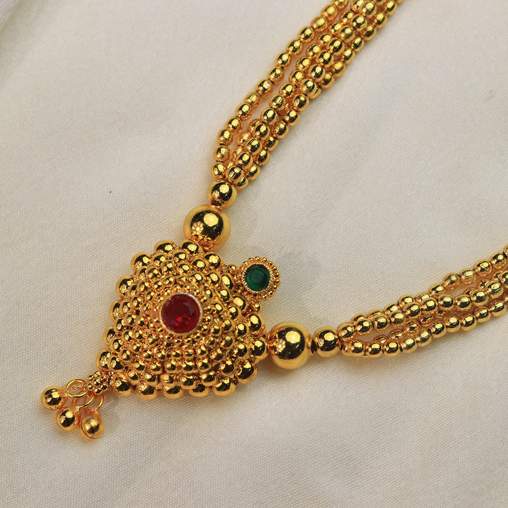 Crescent shaped gold necklace