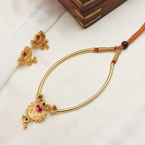 Gold mangalsutra with temple pendant
