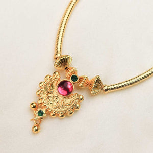 Gold mangalsutra with temple pendant