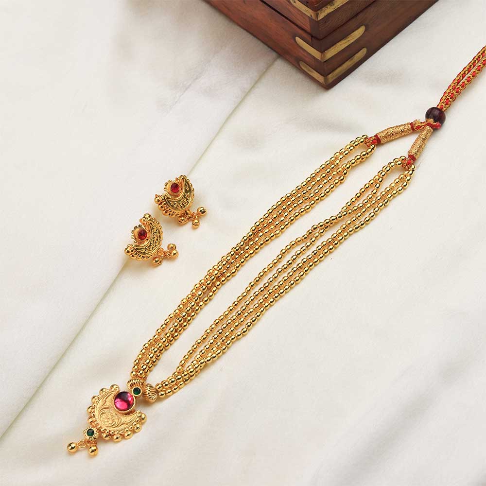 Gold layered bead necklace