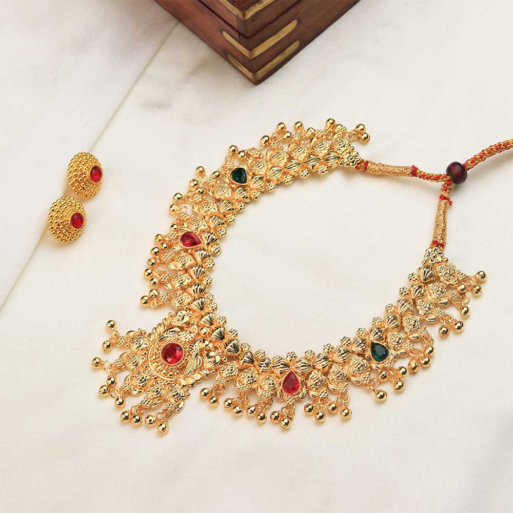 Gold stone temple choker