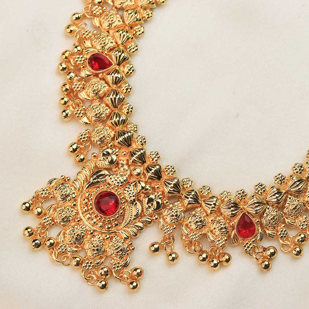 Gold stone temple choker