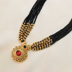 Black bead floral mangalsutra