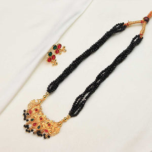 Black Crystal Temple Pendant Necklace