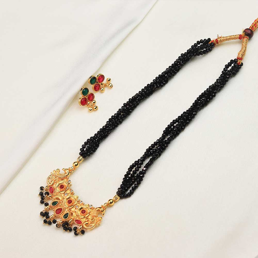 Black Crystal Temple Pendant Necklace