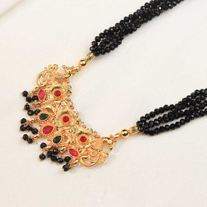 Black crystal necklace with temple pendant