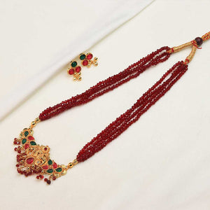 Red Crystal Temple Statement Necklace