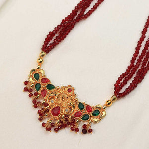 Red crystal temple necklace