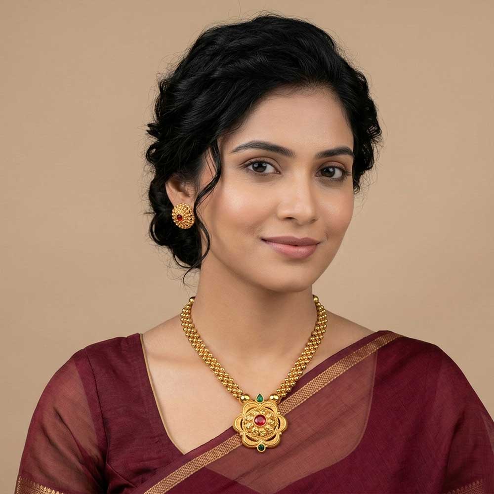  Gold necklace with pearl accents 