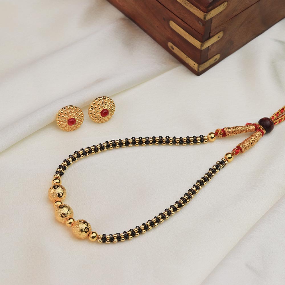  Minimal black bead mangalsutra 