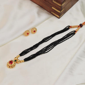  Double chain black bead mangalsutra 