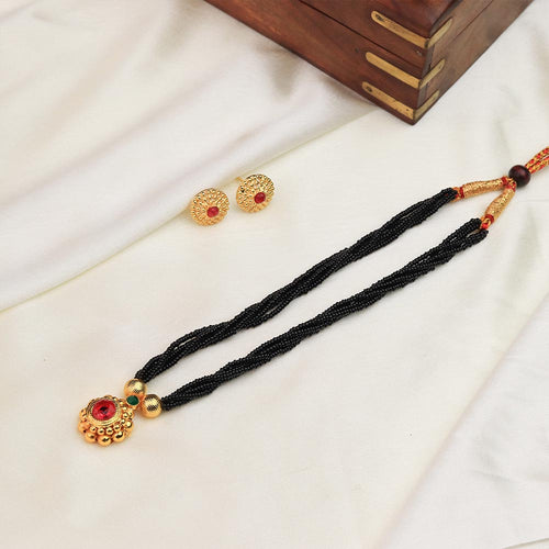  Mangalsutra with red stone pendant 