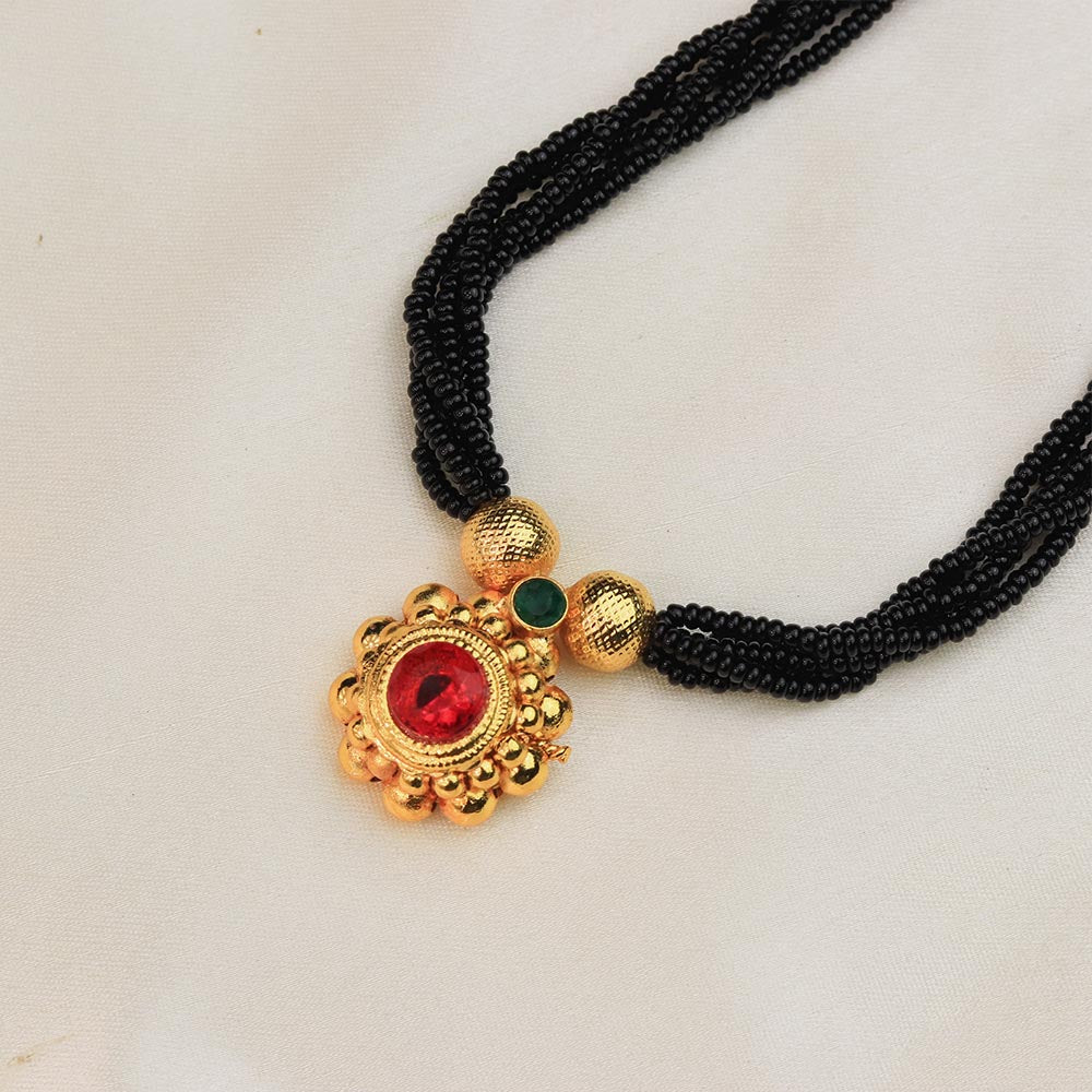 Classic Red Stone Pendant Mangalsutra