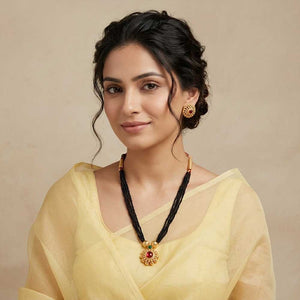  Mangalsutra with red stone pendant 