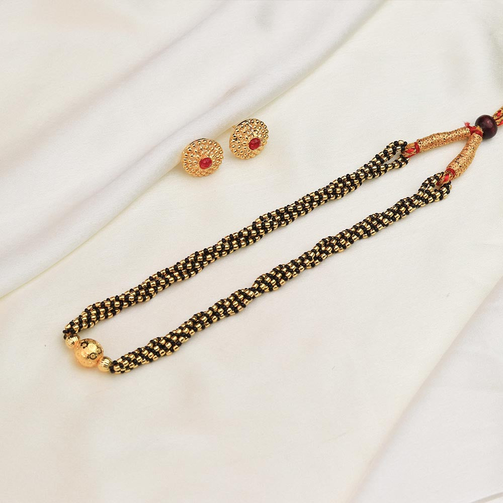 Layered Gold Bead Pendant Mangalsutra
