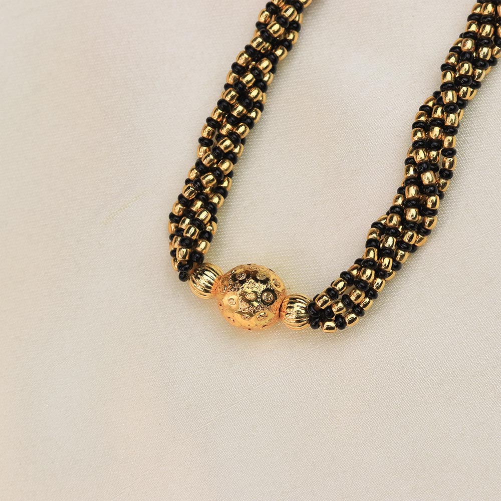 Layered Gold Bead Pendant Mangalsutra