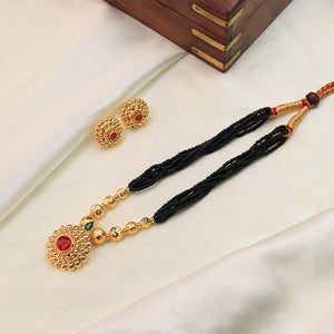  Textured gold bead mangalsutra 