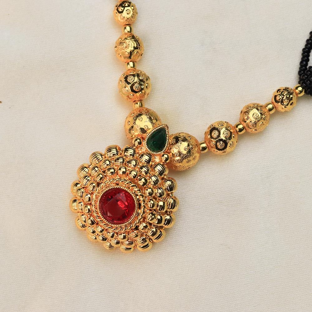 Textured Gold Bead Mangalsutra