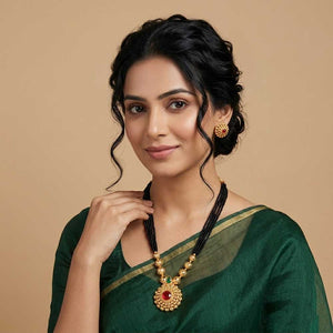  Textured gold bead mangalsutra 