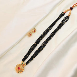 Multi-Line Gold Bead Necklace