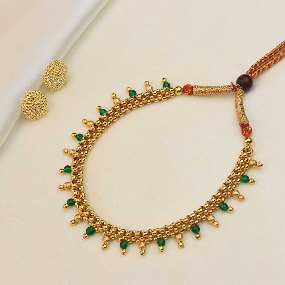 Kolhapuri Green Drop Bead Choker