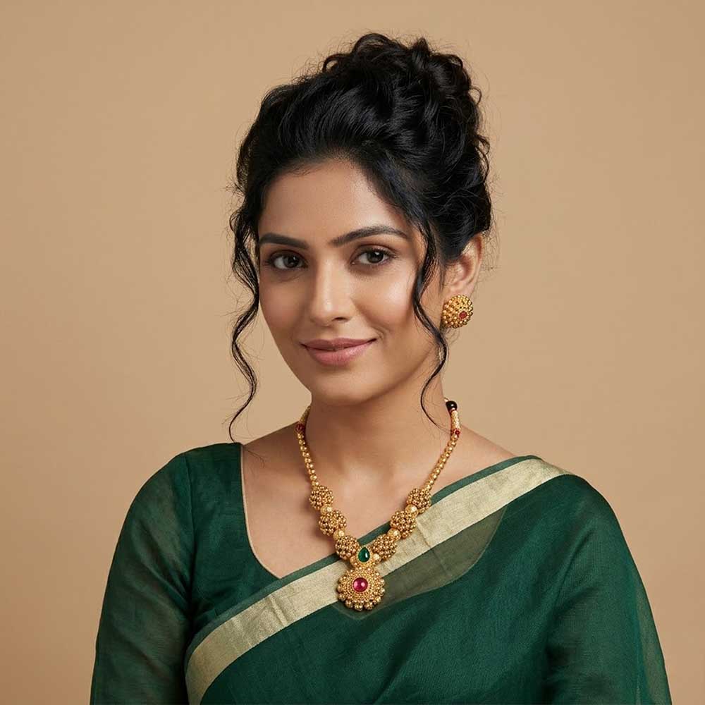 Kolhapuri temple pendant necklace set