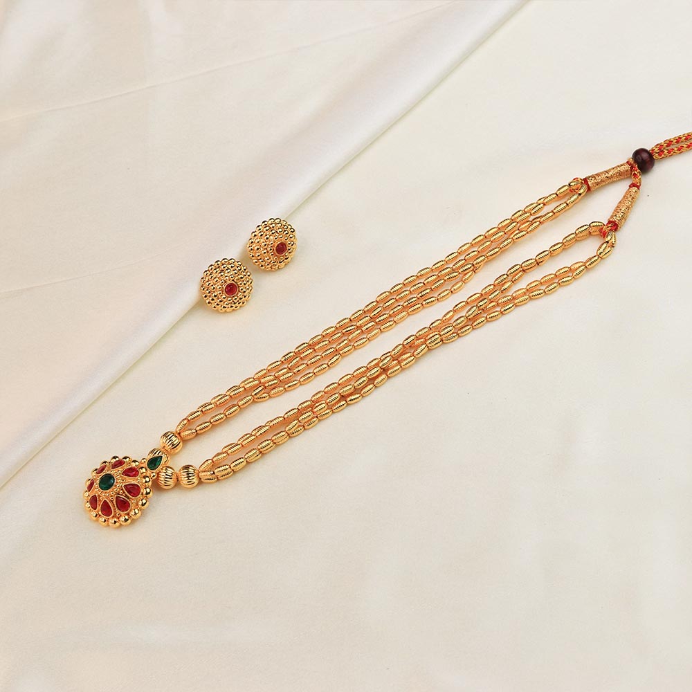 Kolhapuri Oval Bead Long Haar